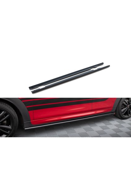 Maxton Design difuzory pod boční prahy pro Mini Cooper F56 JCW Facelift, černý lesklý plast ABS