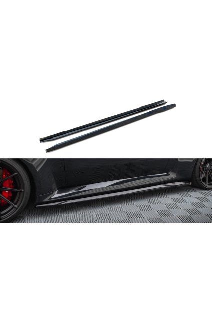 Maxton Design difuzory pod boční prahy pro BMW M2 G87, černý lesklý plast ABS