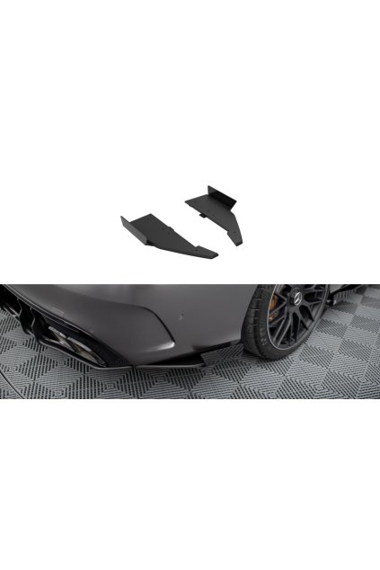 Maxton Design "Street Pro" boční difuzory pod zadní nárazník s křidélky pro Mercedes třída C W205 Facelift/63 AMG/Sedan/Estate, plast ABS bez povrchové úpravy, s červenou linkou