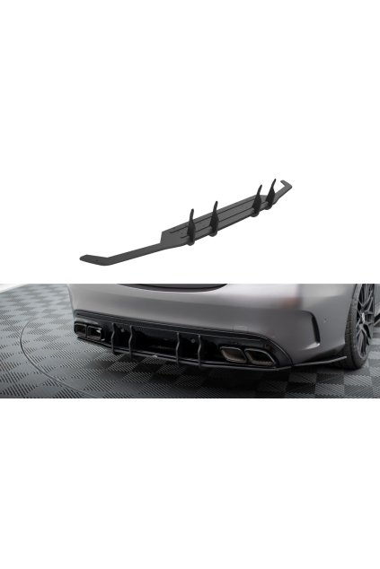 Maxton Design "Street Pro" difuzor zadního nárazníku pro Mercedes třída C W205 Facelift/63 AMG/Sedan/Estate, plast ABS bez povrchové úpravy, s černou a červenou linkou