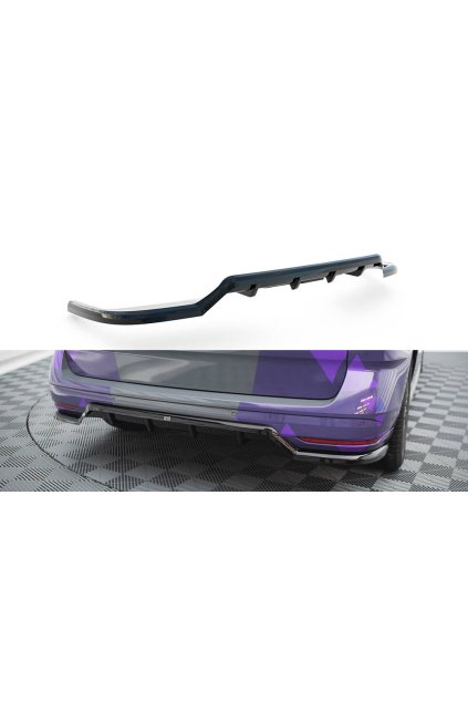 Maxton Design středový spoiler pod zadní nárazník s žebrováním pro Volkswagen Multivan T7, černý lesklý plast ABS