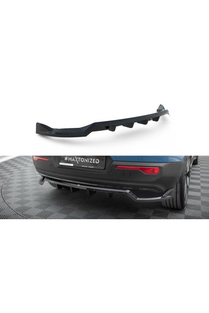 Maxton Design středový spoiler pod zadní nárazník s žebrováním pro Volvo C40 Mk1, černý lesklý plast ABS