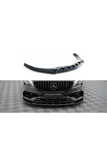 Maxton Design spoiler pod přední nárazník ver.2 pro Mercedes třída A W176 Facelift AMG-Line, černý lesklý plast ABS