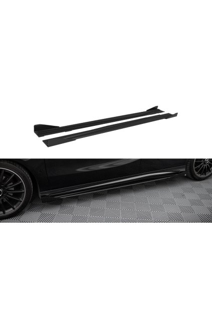 Maxton Design "Street Pro" difuzory pod boční prahy s křidélky pro Mercedes třída A W176 Facelift AMG-Line, plast ABS bez povrchové úpravy, s červenou linkou