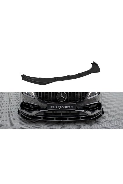 Maxton Design "Street Pro" spoiler pod přední nárazník s křidélky pro Mercedes třída A W176 Facelift AMG-Line, plast ABS bez povrchové úpravy, s červenou linkou