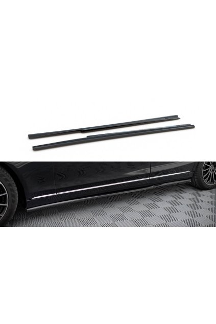 Maxton Design difuzory pod boční prahy pro Mercedes třída S W222 Standard, černý lesklý plast ABS, vč. Facelift