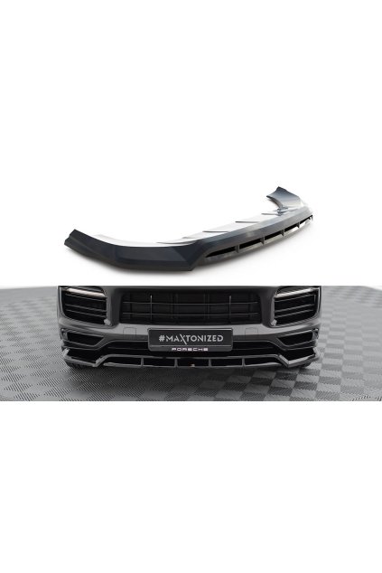 Maxton Design spoiler pod přední nárazník pro Porsche Cayenne Mk3 Sport Design, černý lesklý plast ABS