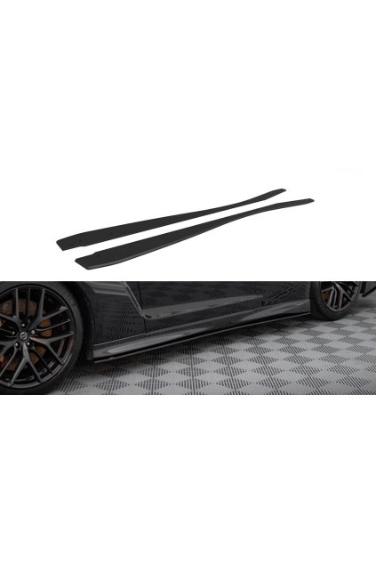 Maxton Design "Street Pro" difuzory pod boční prahy pro Nissan GT-R R35 Facelift, plast ABS bez povrchové úpravy, s červenou linkou
