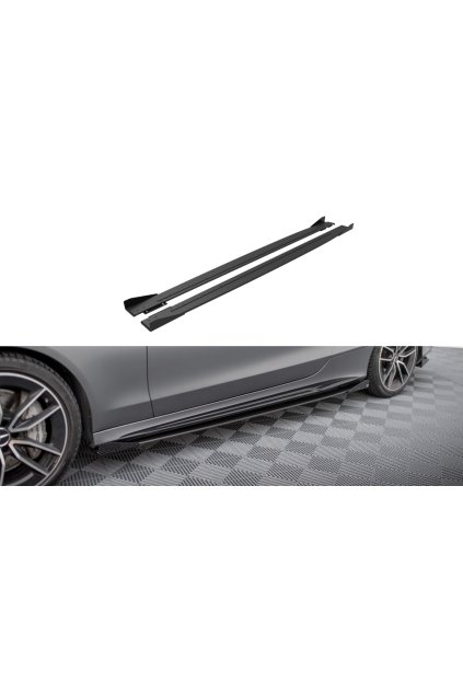 Maxton Design "Street Pro" difuzory pod boční prahy s křidélky pro Mercedes třída C W205 Facelift/43 AMG/Coupe, plast ABS bez povrchové úpravy