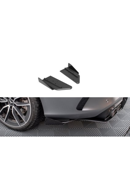 Maxton Design "Street Pro" boční difuzory pod zadní nárazník s křidélky pro Mercedes třída C W205 Facelift/43 AMG/Coupe, plast ABS bez povrchové úpravy, s červenou linkou
