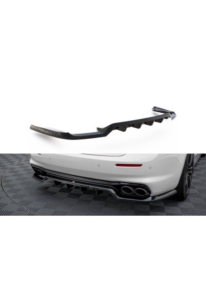 Maxton Design středový spoiler pod zadní nárazník s žebrováním pro Maserati Ghibli Mk3 Facelift, černý lesklý plast ABS