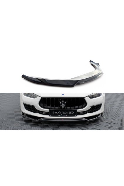 Maxton Design spoiler pod přední nárazník ver.2 pro Maserati Ghibli Mk3 Facelift, černý lesklý plast ABS