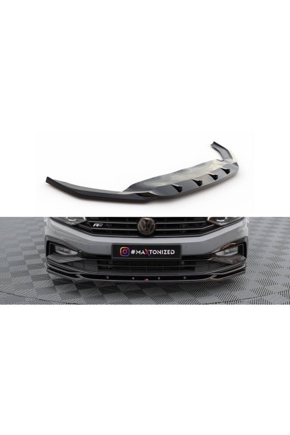 Maxton Design spoiler pod přední nárazník ver.2 pro Volkswagen Passat Mk8 (B8) Facelift, černý lesklý plast ABS, R-Line