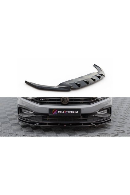 Maxton Design spoiler pod přední nárazník pro Volkswagen Passat Mk8 (B8) Facelift, černý lesklý plast ABS, R-Line