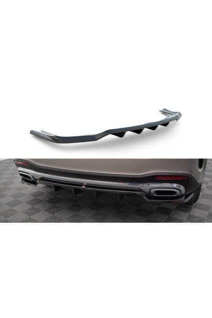 Maxton Design středový spoiler pod zadní nárazník s žebrováním pro Mercedes GLE SUV W167, černý lesklý plast ABS, AMG-line