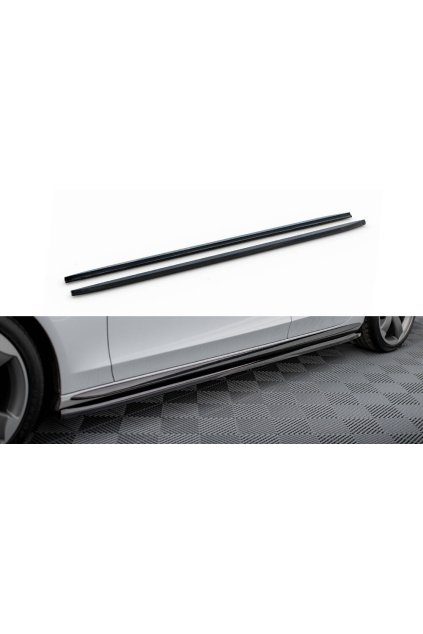 Maxton Design difuzory pod boční prahy pro Audi A4 B8 Competition Facelift, černý lesklý plast ABS, Avant