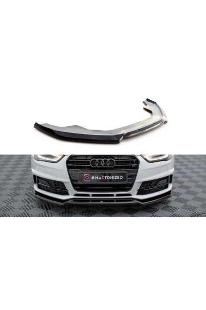 Maxton Design spoiler pod přední nárazník ver.2 pro Audi A4 B8 Competition Facelift, černý lesklý plast ABS, Avant