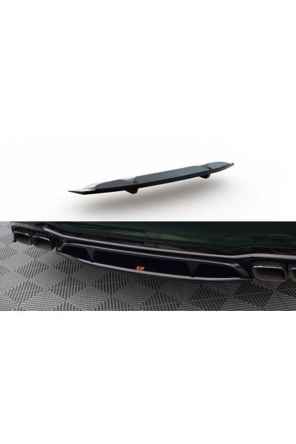 Maxton Design středový spoiler pod zadní nárazník s žebrováním pro Mercedes třída E W213 Facelift/63AMG, černý lesklý plast ABS