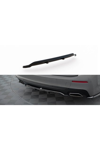 Maxton Design středový spoiler pod zadní nárazník s žebrováním pro BMW řada 5 G30 FL, G31 FL, černý lesklý plast ABS