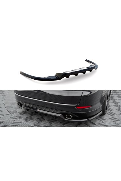 Maxton Design středový spoiler pod zadní nárazník s žebrováním pro Ford Mondeo ST-Line Mk4 Facelift, černý lesklý plast ABS, Combi