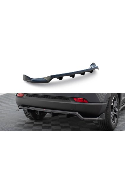 Maxton Design středový spoiler pod zadní nárazník s žebrováním pro Jeep Compass Mk2 Facelift Limited, černý lesklý plast ABS