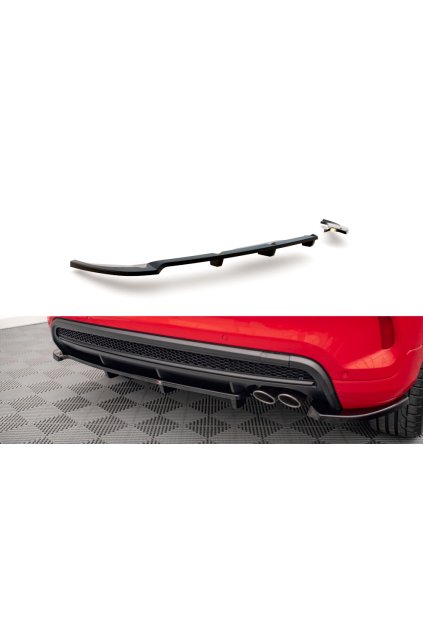 Maxton Design středový spoiler pod zadní nárazník s žebrováním pro Fiat 500X Mk1 Facelift Sport, černý lesklý plast ABS
