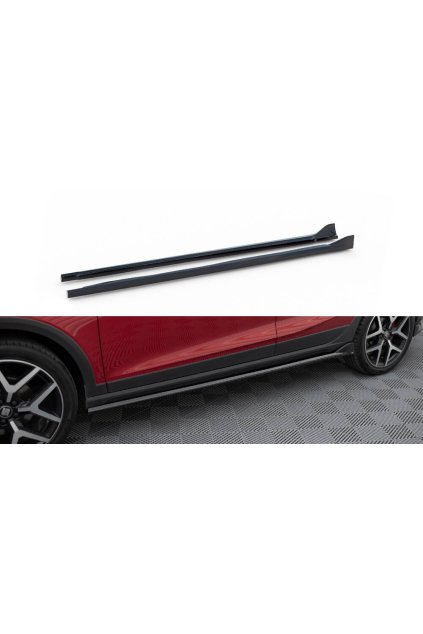 Maxton Design difuzory pod boční prahy pro Seat Arona Mk1 FR, Mk1 Facelift /FR, černý lesklý plast ABS