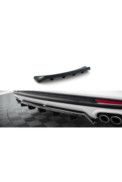Maxton Design středový spoiler pod zadní nárazník s žebrováním pro Ford Mondeo Mk5 Facelift, černý lesklý plast ABS, Sport
