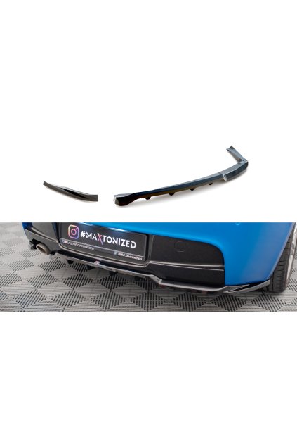 Maxton Design středový spoiler pod zadní nárazník s žebrováním pro BMW řada 1 E87 Facelift, černý lesklý plast ABS, M-Pack