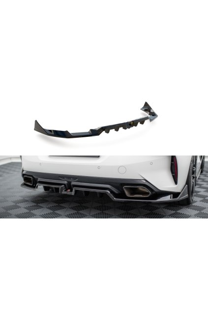 Maxton Design středový spoiler pod zadní nárazník s žebrováním pro BMW Z4 G29 Facelift, černý lesklý plast ABS, M40i