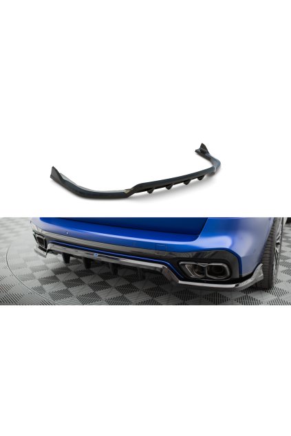 Maxton Design středový spoiler pod zadní nárazník s žebrováním v.2 pro BMW X5 G05 Facelift, černý lesklý plast ABS