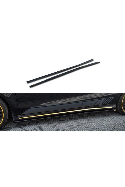 Maxton Design difuzory pod boční prahy pro Mercedes CLA C 117 Facelift 45 Aero, černý lesklý plast ABS