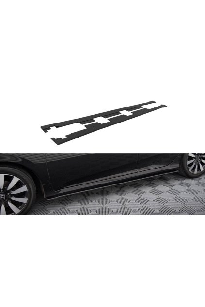 Maxton Design "Street Pro" difuzory pod boční prahy pro Honda Civic Mk10, plast ABS bez povrchové úpravy, s červenou linkou