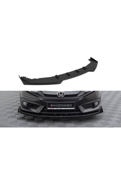 Maxton Design "Street Pro" spoiler pod přední nárazník s křidélky pro Honda Civic Mk10, plast ABS bez povrchové úpravy, s červenou linkou