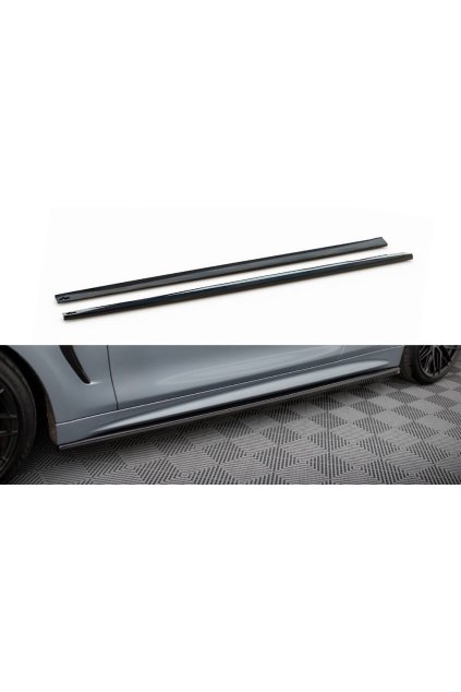 Maxton Design difuzory pod boční prahy ver.3 pro BMW řada 4 F32, černý lesklý plast ABS, Coupe M-Pack
