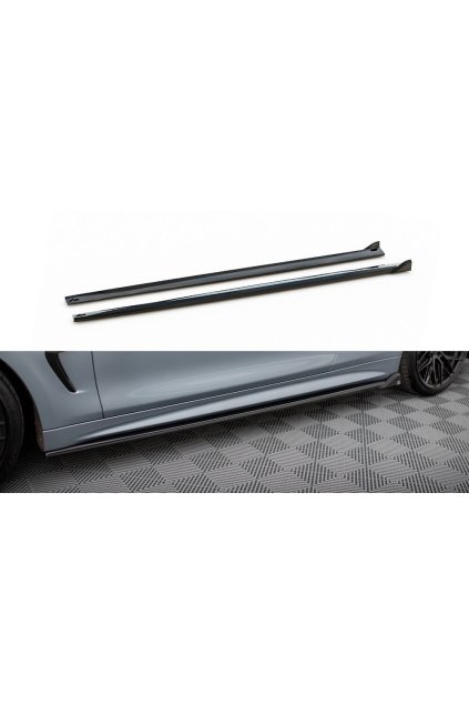 Maxton Design difuzory pod boční prahy ver.2 pro BMW řada 4 F32, černý lesklý plast ABS, Coupe M-Pack