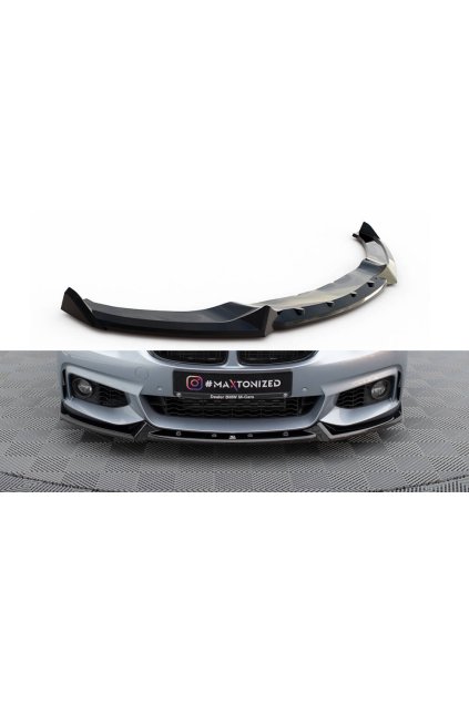 Maxton Design spoiler pod přední nárazník ver.4 pro BMW řada 4 F32, černý lesklý plast ABS, Coupe M-Pack