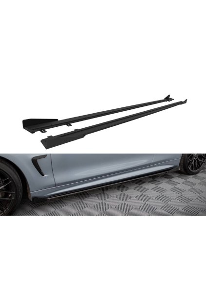 Maxton Design "Street Pro" difuzory pod boční prahy s křidélky pro BMW řada 4 F32, plast ABS bez povrchové úpravy, Coupe M-Pack