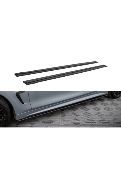 Maxton Design "Street Pro" difuzory pod boční prahy pro BMW řada 4 F32, plast ABS bez povrchové úpravy, s červenou linkou, Coupe M-Pack