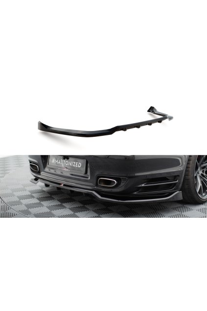 Maxton Design středový spoiler pod zadní nárazník s žebrováním pro Porsche 911 997 Turbo, černý lesklý plast ABS