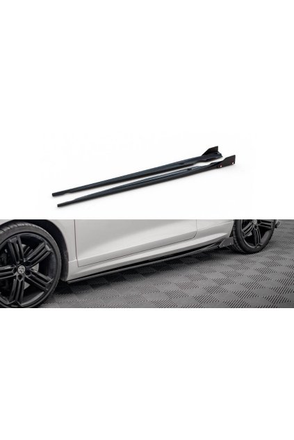 Maxton Design difuzory pod boční prahy s křidélky ver.2 pro Volkswagen Scirocco R Mk3, černý lesklý plast ABS
