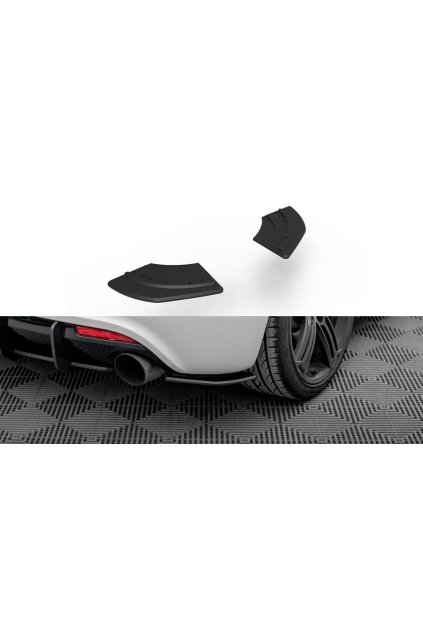 Maxton Design "Street Pro" boční difuzory pod zadní nárazník pro Volkswagen Scirocco R Mk3, plast ABS bez povrchové úpravy, s červenou linkou