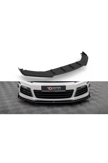 Maxton Design "Street Pro" spoiler pod přední nárazník s křidélky pro Volkswagen Scirocco R Mk3, plast ABS bez povrchové úpravy, s červenou linkou