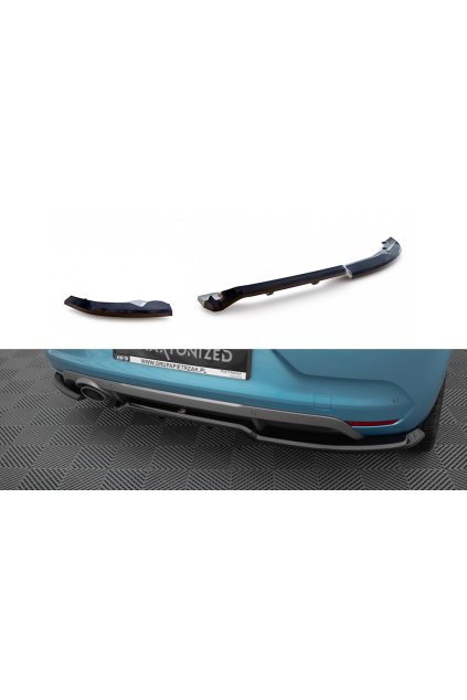 Maxton Design středový spoiler pod zadní nárazník s žebrováním pro Renault Clio Mk5 R.S. Line, černý lesklý plast ABS