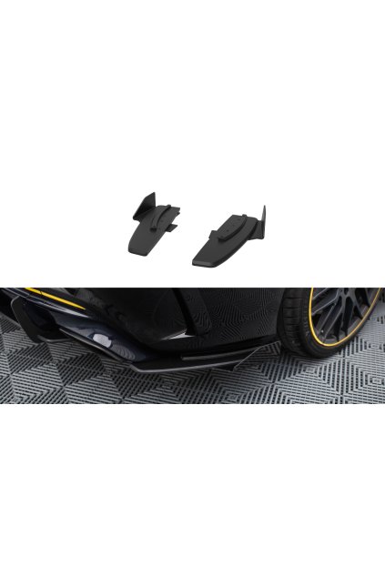 Maxton Design "Street Pro" boční difuzory pod zadní nárazník s křidélky pro Mercedes CLA C 117 Facelift 45 AMG, plast ABS bez povrchové úpravy, s černou a červenou linkou
