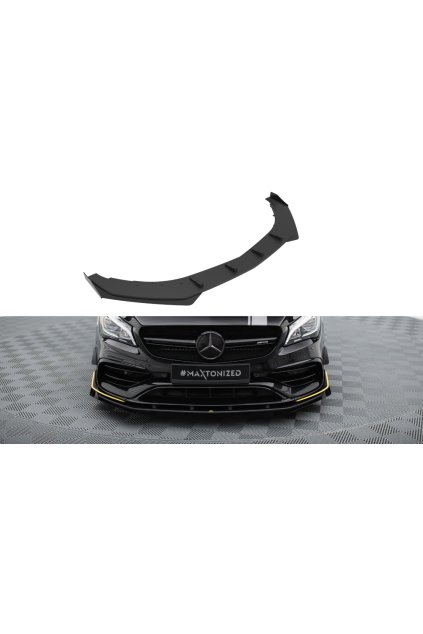 Maxton Design "Street Pro" spoiler pod přední nárazník s křidélky pro Mercedes CLA C 117 Facelift 45 Aero, plast ABS bez povrchové úpravy, s červenou linkou