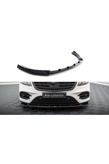 Maxton Design spoiler pod přední nárazník ver.2 pro Mercedes třída S W222 AMG-Line Facelift, černý lesklý plast ABS