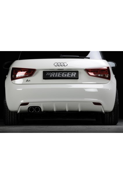 Rieger vložka zadního nárazníku pro Audi A1 8X 3-dvéř., 5-dvéř. (sportback) před faceliftem, plast ABS bez povrchové úpravy, mimo S-Line, pro orig. dvojitou koncovku vlevo 2x76 mm