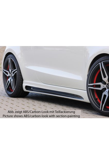 Rieger boční práh mont. strana levá pro Audi A1 8X 3-dvéř., 5-dvéř. (sportback) vč. faceliftu, r.v. 02/15-, 08/10-12/14, plast ABS s povrchovou úpravou Carbon-Look, s prolisem a výřezem
