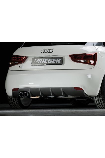 Rieger vložka zadního nárazníku pro Audi A1 8X 3-dvéř., 5-dvéř. (sportback) před faceliftem, plast ABS s povrchovou úpravou Carbon-Look, pro dvojitou koncovku vlevo 2x76 mm